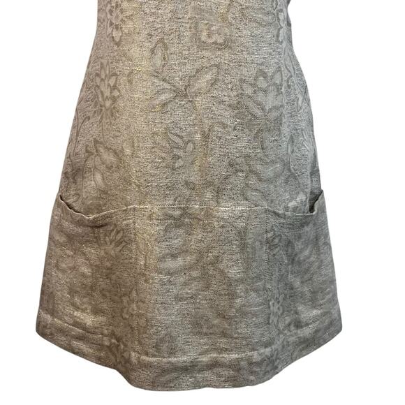 Mint by Jodi Arnold | Linen Blend Beige Metallic Floral Mini Shift Dress | Small - Picture 9 of 9